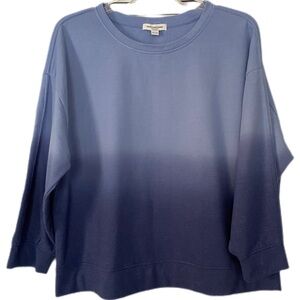 Beachlunchlounge Blue Ombré Crew Neck Top Sweatshirt Gorpcore, Resort Casual